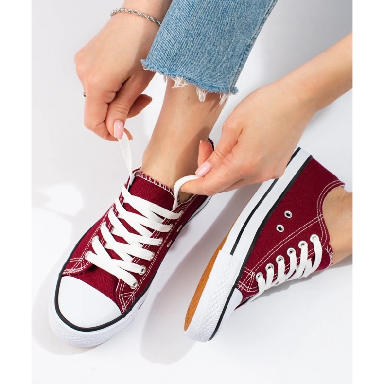 SHELOVET Burgundy sneakers röd 1