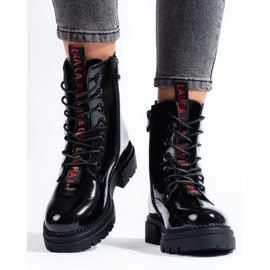 Dam Shelovet svart arbetare, lackerat ekologiskt läder 2