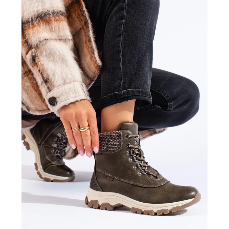 Bruna plattformsstövlar för kvinnor grön 1