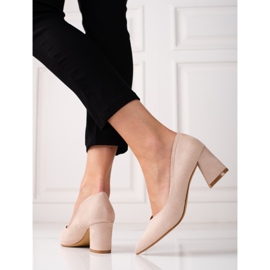 Högklackade pumps för kvinnor beige 1