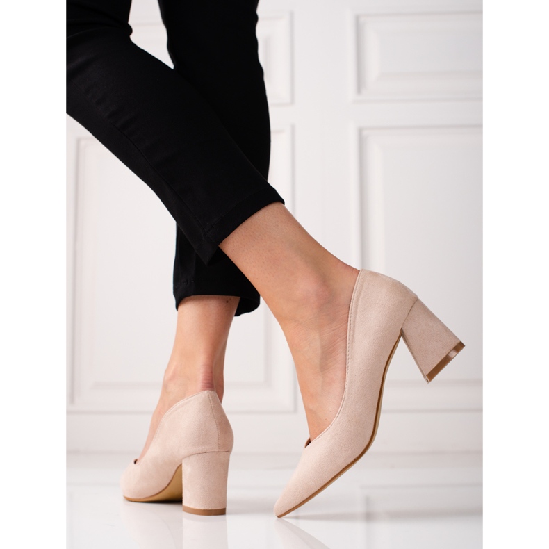 Högklackade pumps för kvinnor beige 1
