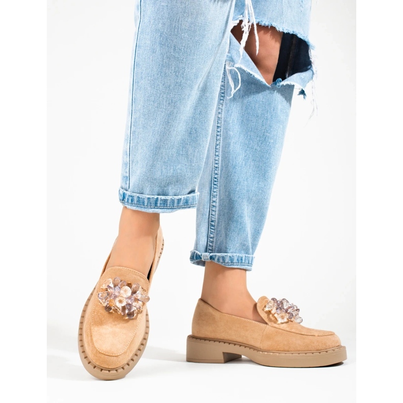 W. Potocki Loafers i beige mocka för kvinnor från Potocki 1