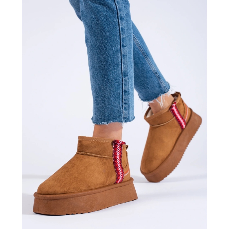 Shelovet snöstövlar i kamelmocka för kvinnor brun 2