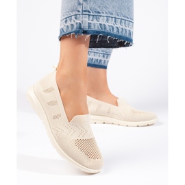 Slip-on i beige textil för kvinnor 2
