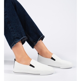 Vita genombrutna sneakers för kvinnor 2