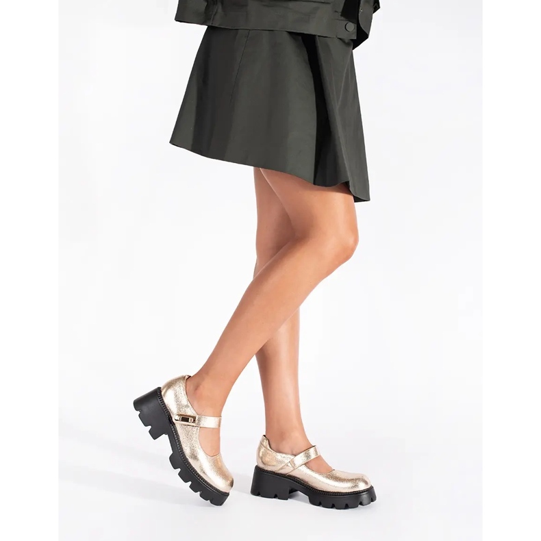 Platformskor i guld för kvinnor gyllene 2