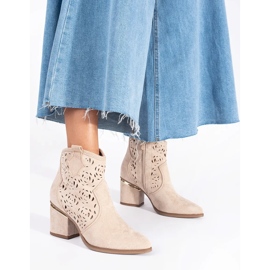 Seastar Beige genombrutna cowboystövlar för kvinnor 1