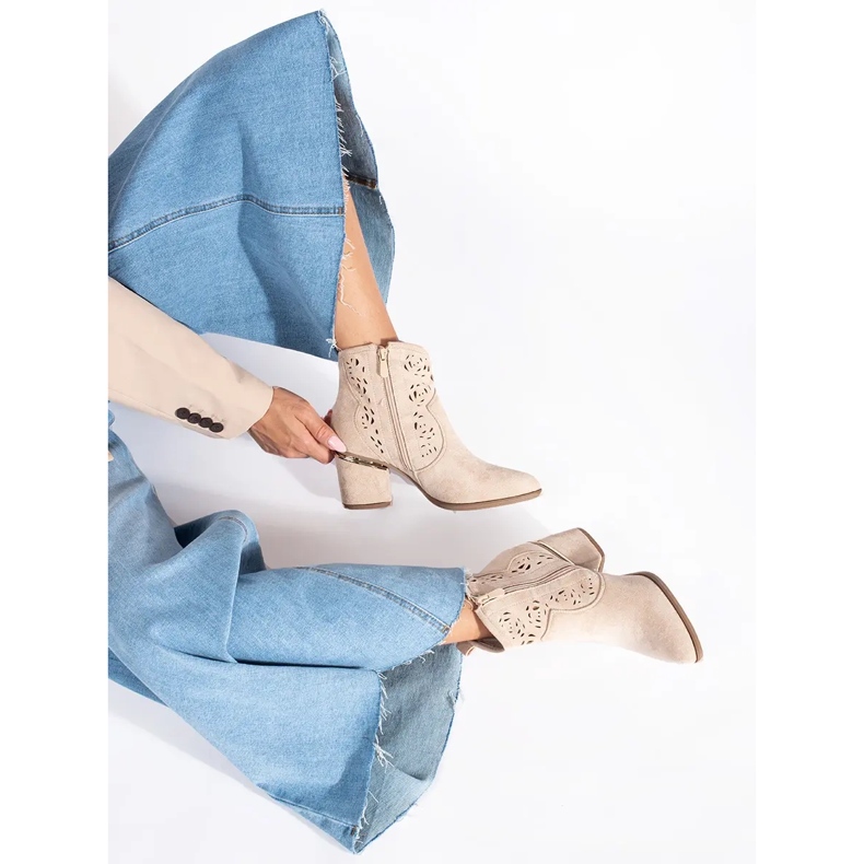 Seastar Beige genombrutna cowboystövlar för kvinnor 2