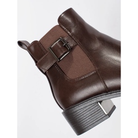 Bruna Chelsea-stövlar för kvinnor med spänne och höga klackar 2