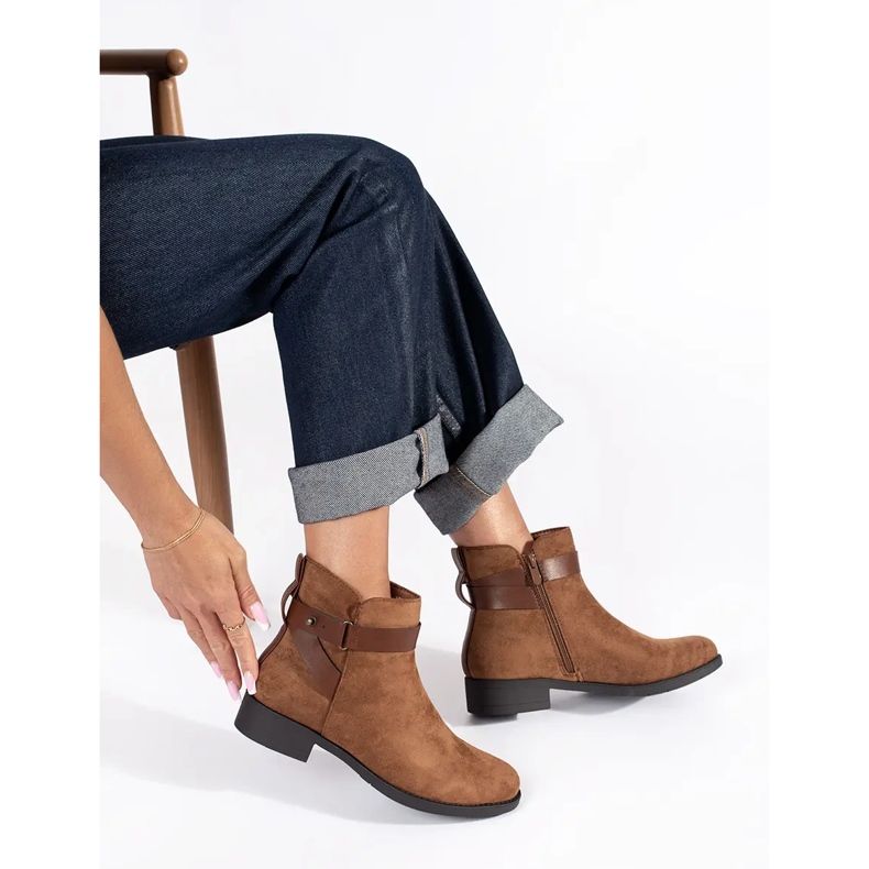 Ankelstövlar i brun mocka för kvinnor 2