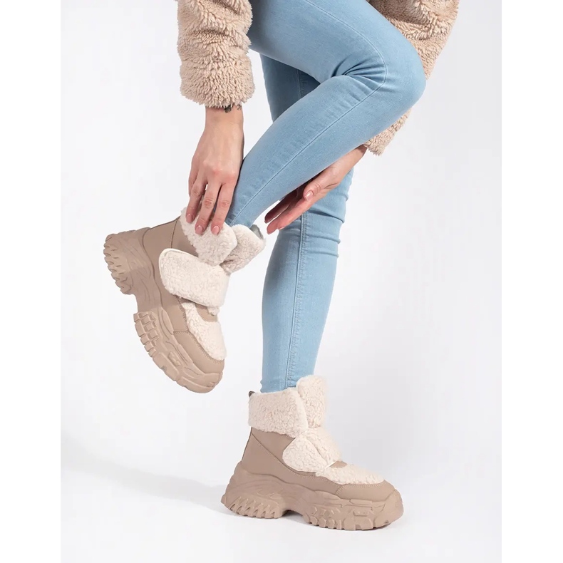 Seastar Beige plattformssnöboots med shearling päls 1