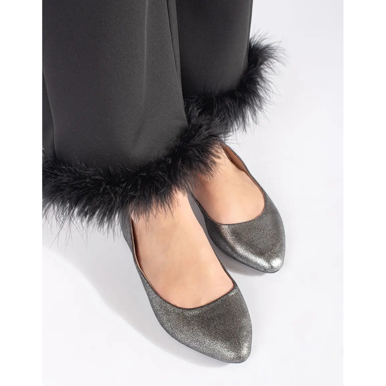 Grå glitterballerinaskor för kvinnor 2