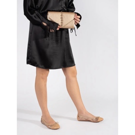 Beige balettlägenheter med ett elastiskt band i ormmönster och rosett 4