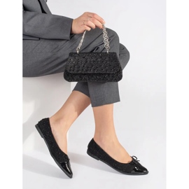 Svarta glitterbalettlägenheter med rosett 2