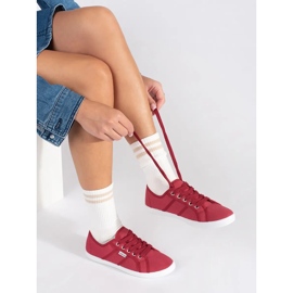 Röda låga sneakers för kvinnor 1
