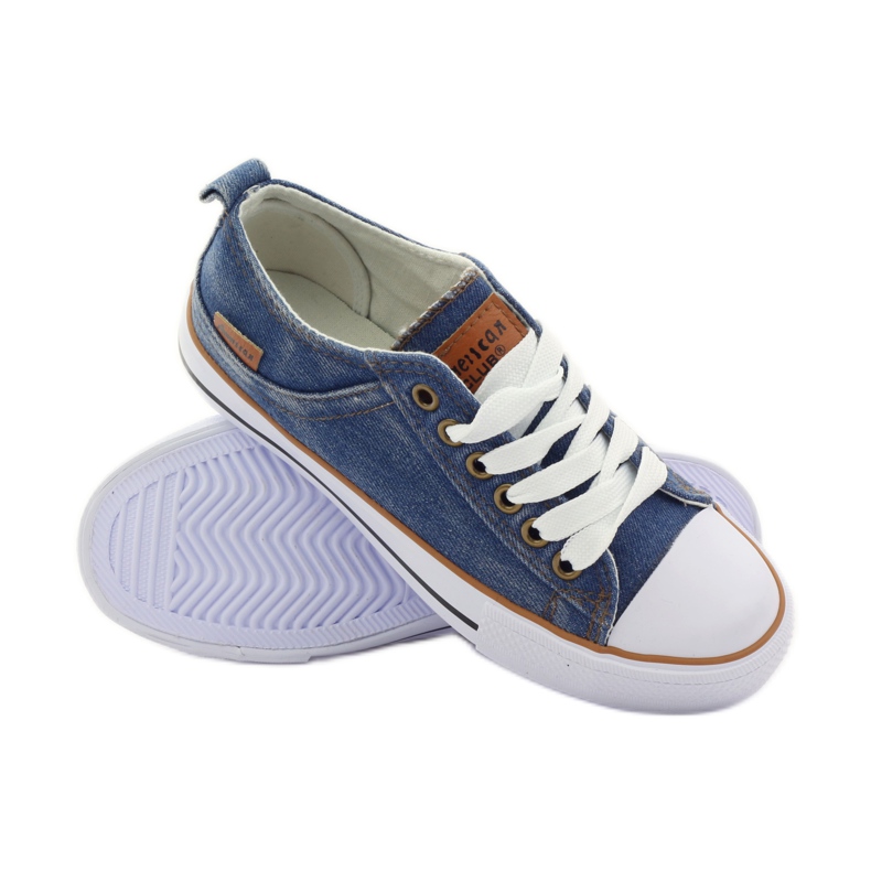 American Club DK jeans amerikanska sneakers blå brun 3