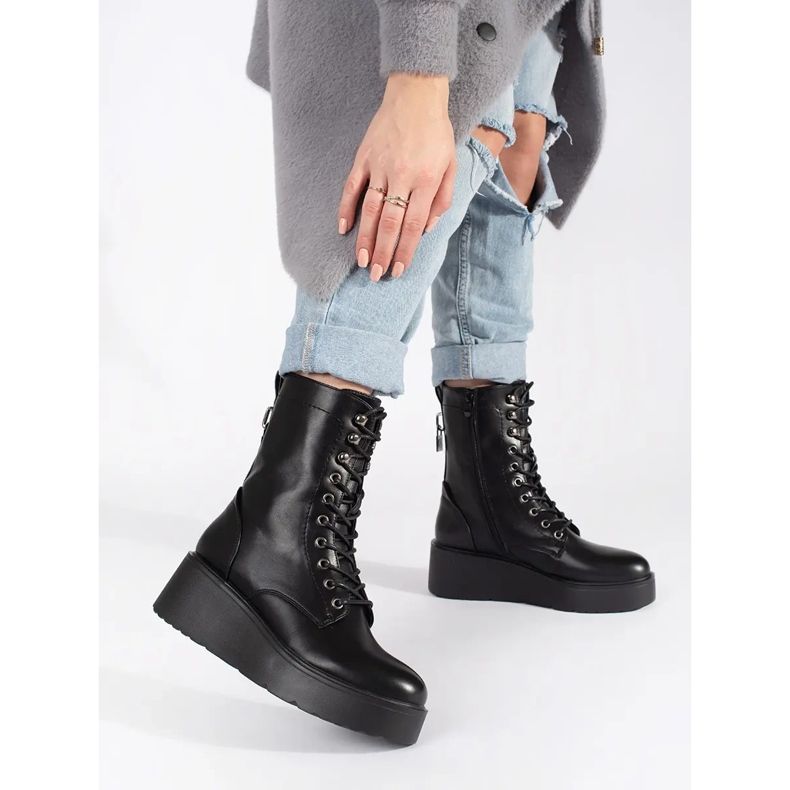 Seastar Svarta kvinnors arbetarskor med tjock sula 1