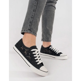 Svart OpenWork bundna sneakers 1