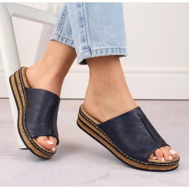 Bekväma Rieker W RKR670 flipflops, marinblå 1