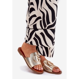 Eco Leather Flat Women's Slippers med en dekorativ gyllene detalj 1