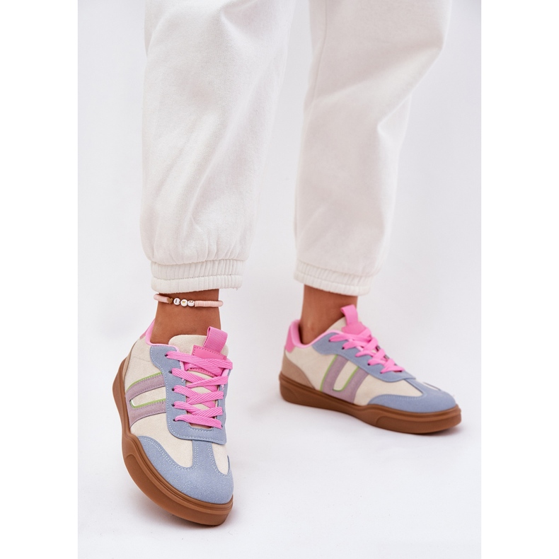 Kvinnors sneakers med Eco Suede Multicolor beige 2