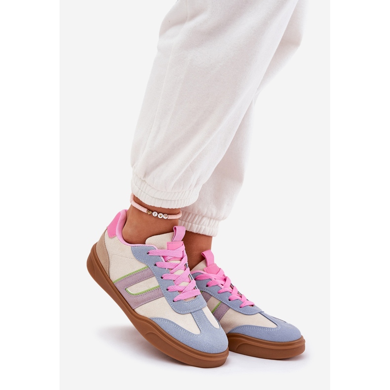 Kvinnors sneakers med Eco Suede Multicolor beige 1