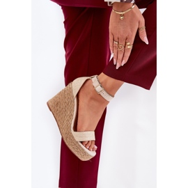 Damsandaler med fläta, beige 2