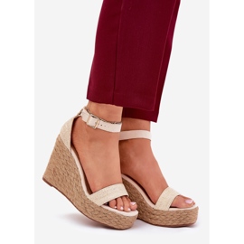 Damsandaler med fläta, beige 1