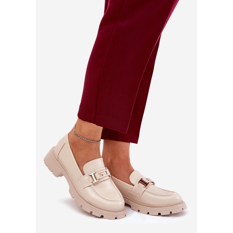 Kvinnors loafers med ekoläder beige 1