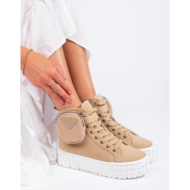 Goodin Sneakers på plattformen med en ficka beige 2