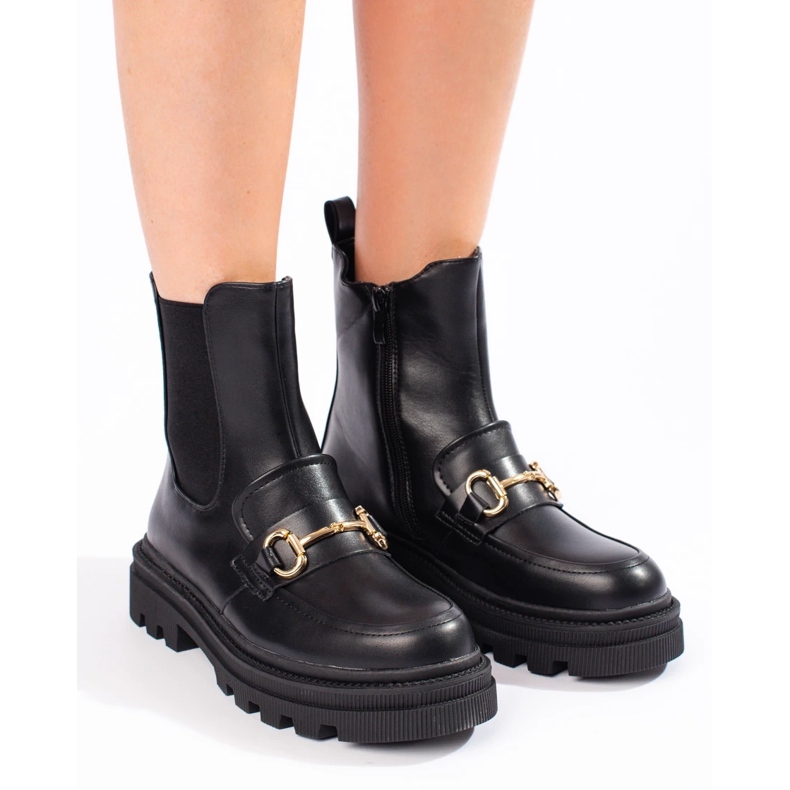 Svarta Chelsea-stövlar för kvinnor på plattformen 2