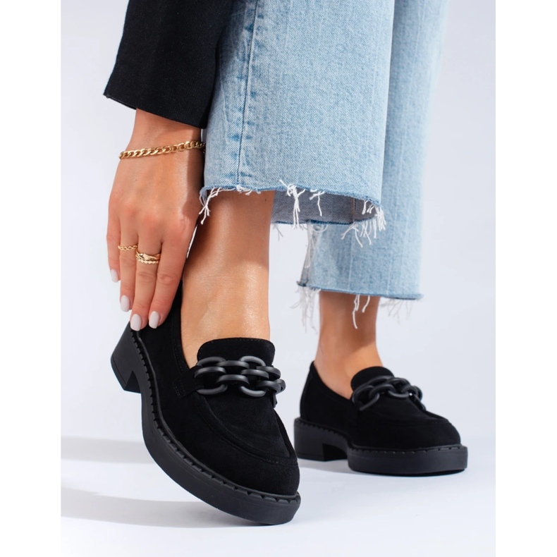 W. Potocki Dam loafers Potocki mocka svart 1