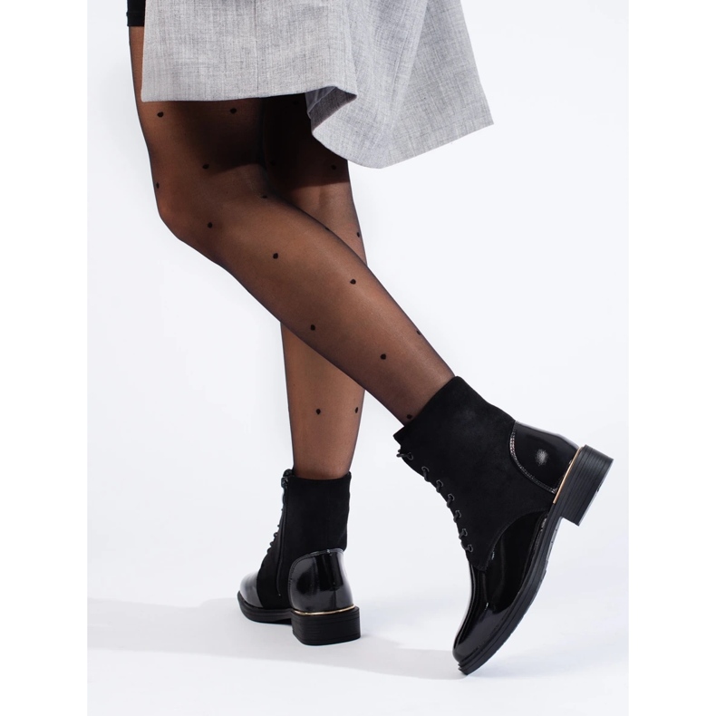 Svarta kvinnors Shelovet arbetarstövlar med snörning 2