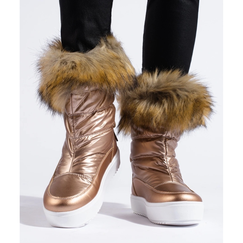 Shelovet kvinnors rosa snöstövlar med päls 1