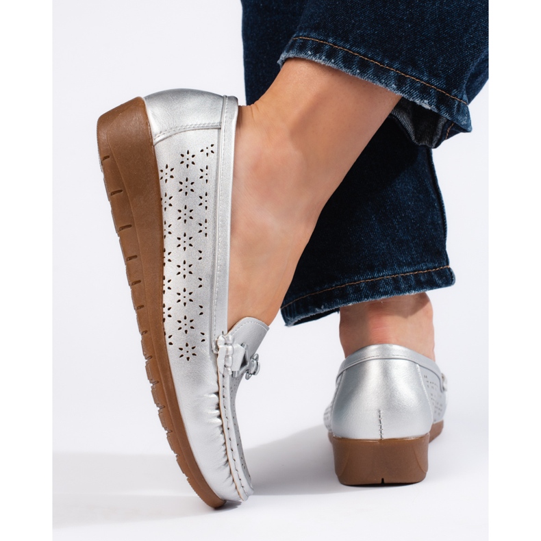 Silvermockasiner för kvinnor silver- 2