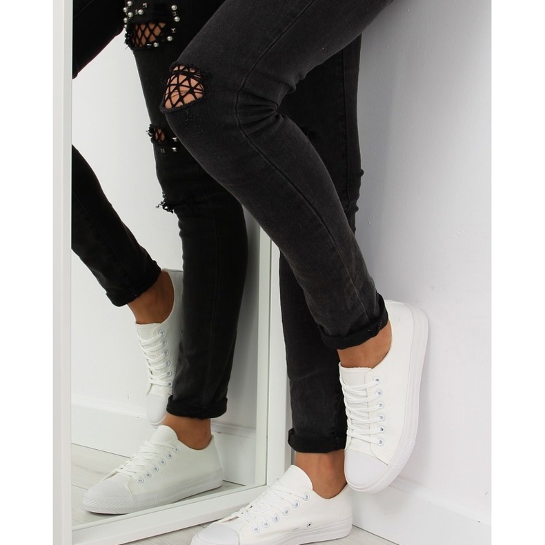 Vita enfärgade sneakers för kvinnor 1