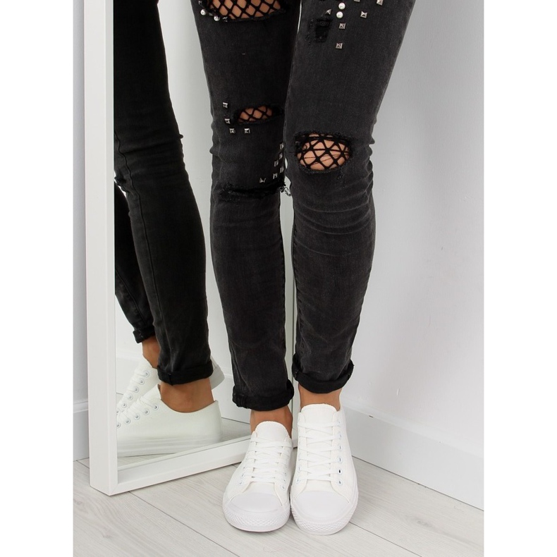 Vita enfärgade sneakers för kvinnor 2