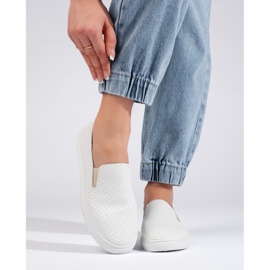 Vita genombrutna sneakers för kvinnor beige 2