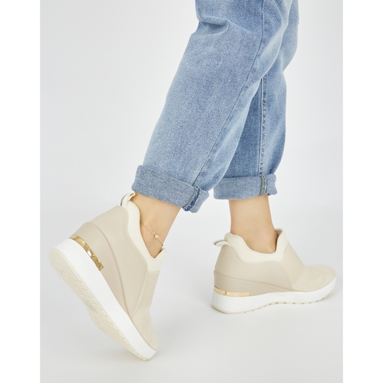 Ljusbeige wedge sneakers för kvinnor 2