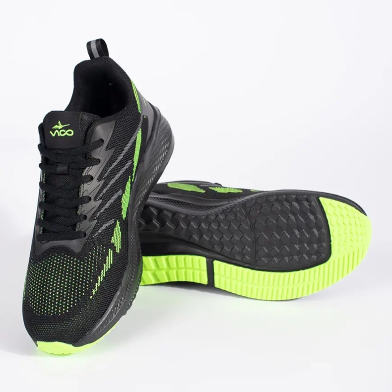 Vico Svarta och gröna sneakers i mesh för män 2