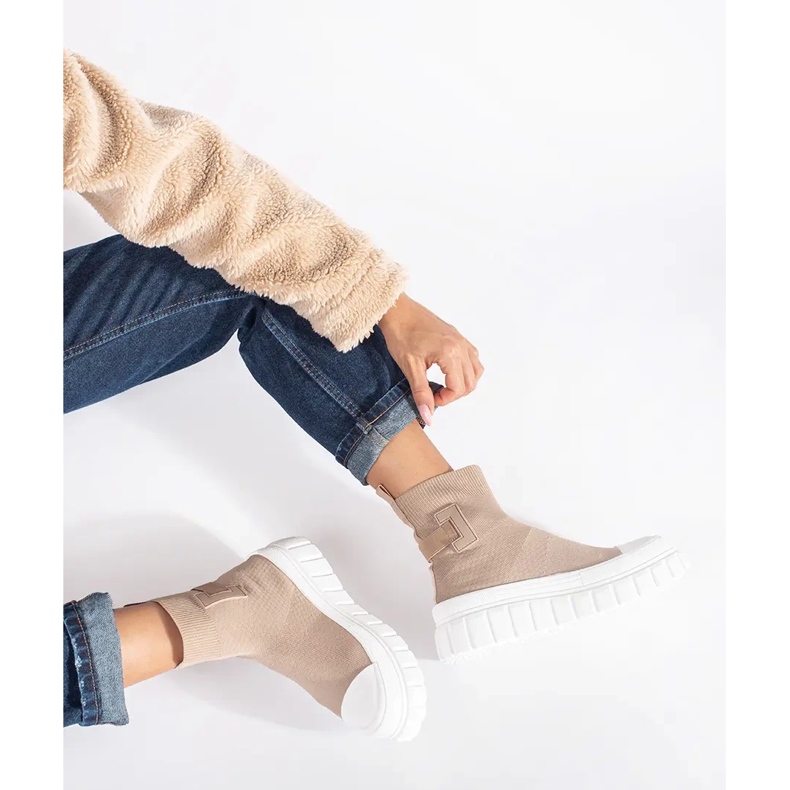 Seastar Beige högplattformssneakers 2