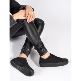 Seastar Svarta klassiska damsneakers med snörning med plattform 2