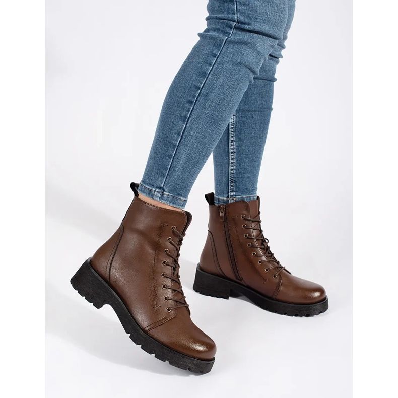 Mörkbruna ankelstövlar i läder med tjock sula från Sergio Leone 1