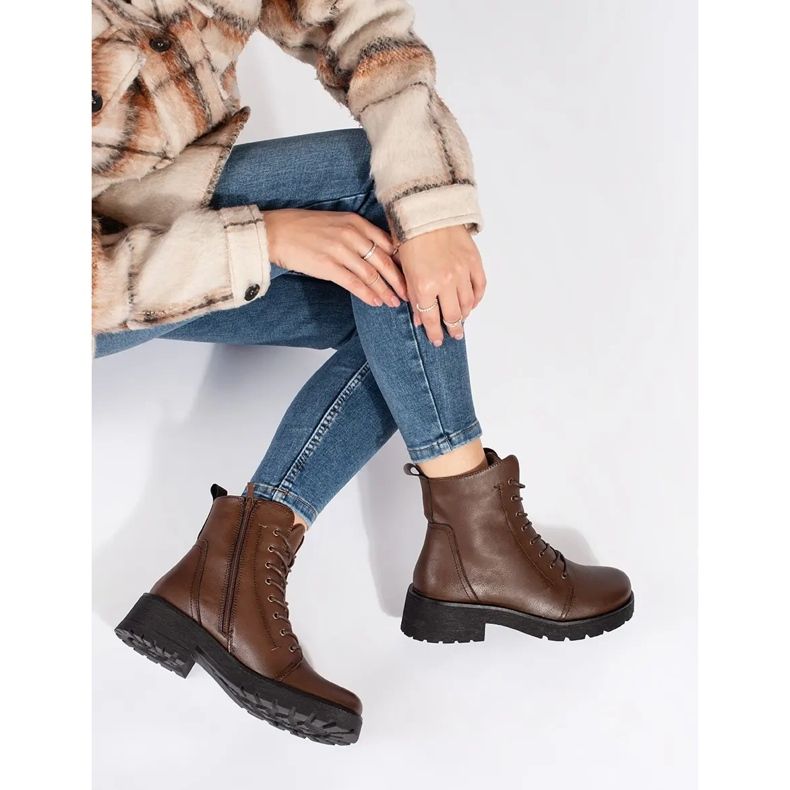 Mörkbruna ankelstövlar i läder med tjock sula från Sergio Leone 2