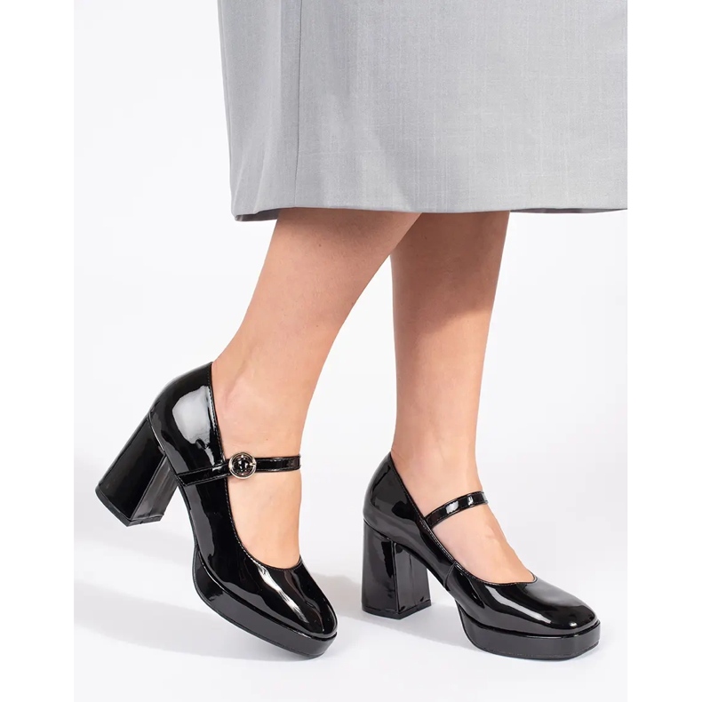 Seastar Svarta lackskor för kvinnor med hög klack och spänne 1