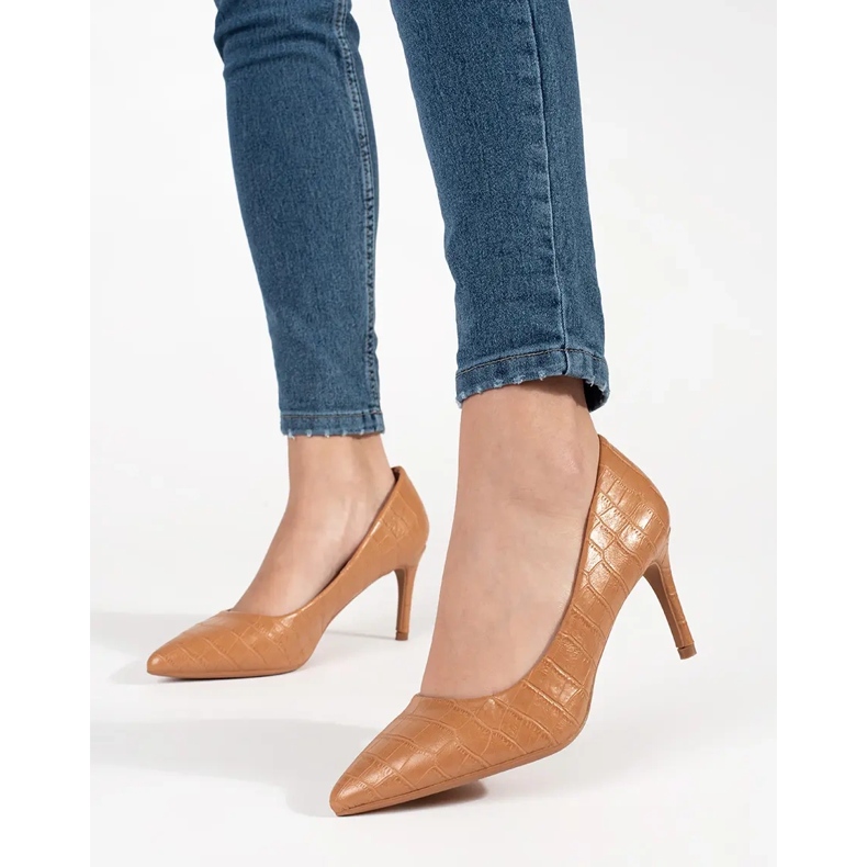 Seastar Mörka beige pumpar på den höga hälen 1