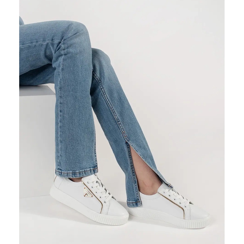 Goodin Lädervita sneakers på en tjock sula 2