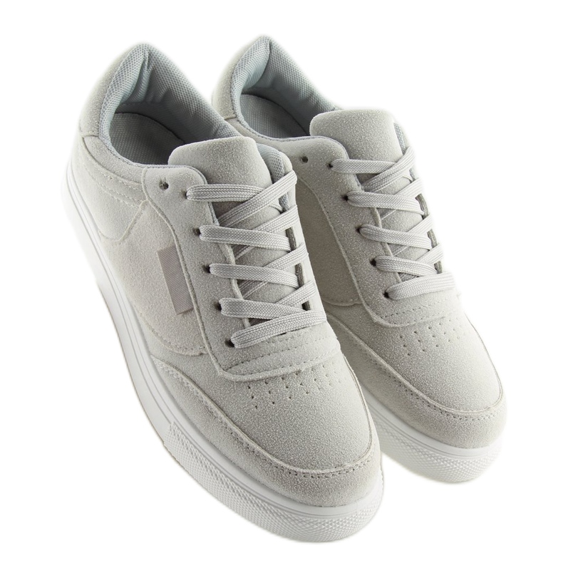 Grå mocka dam sneakers NB172 LT.GRAY vit 2