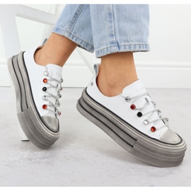 Lädersneakers på White Goe NN2N4054 -plattformen vit 1