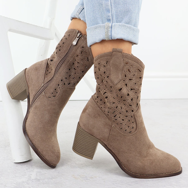Women's Openwork Boots Brown Suede S.Barski HY51-125 brun 1